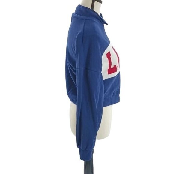 Wild Fable Cropped Sweatshirt Blue Collared Laguna Varsity Womens Size Small - Picture 3 of 6